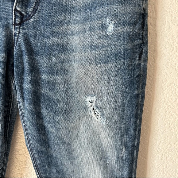 Express Faded distressed Women’s 0 Mid Rise Legging, Skinny Blue Denim Jeans - Picture 4 of 13